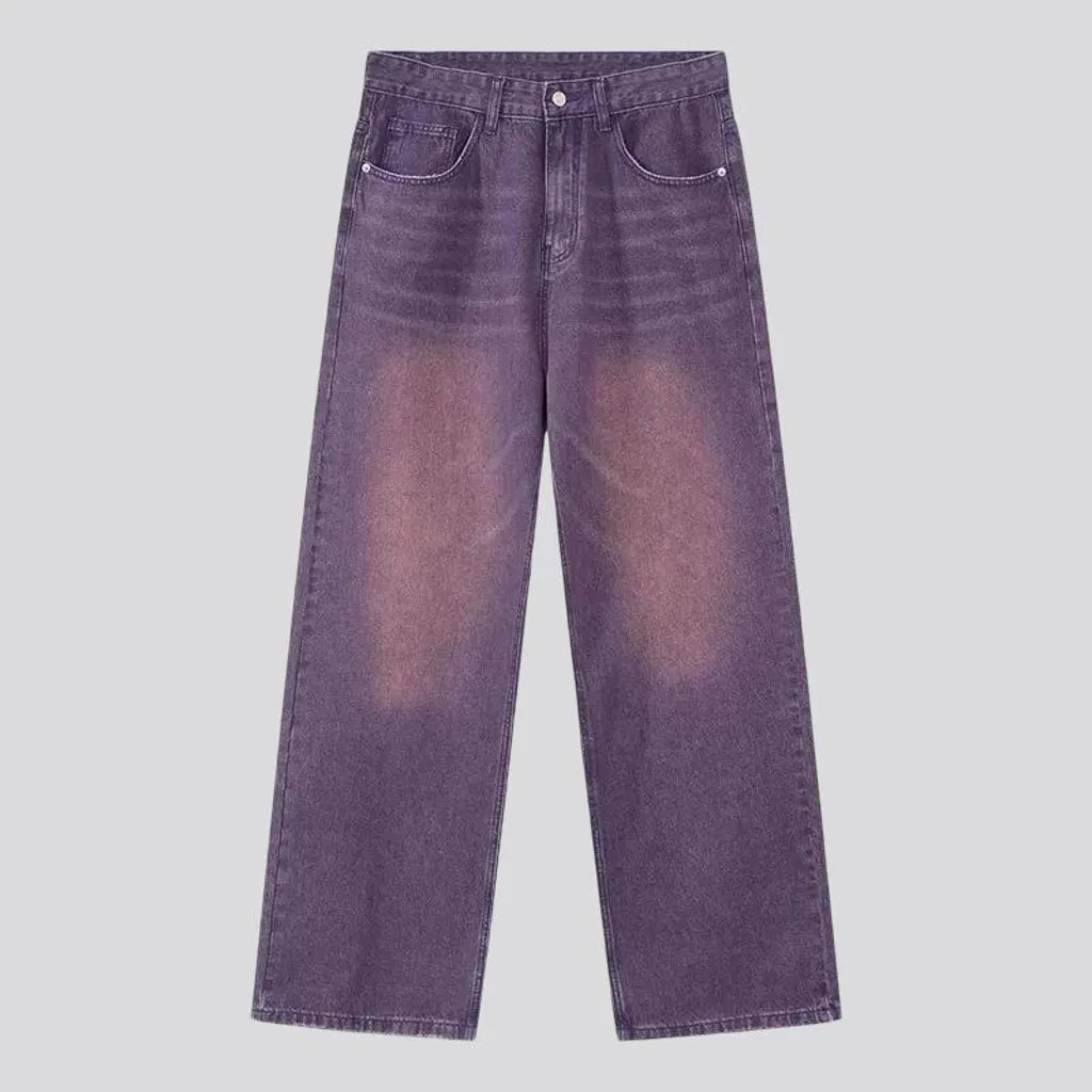 Whiskered baggy boho jeans for men