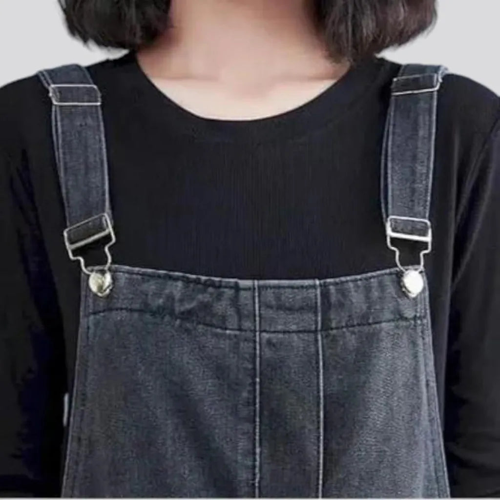 Dark-grey 90s women's denim jumpsuit