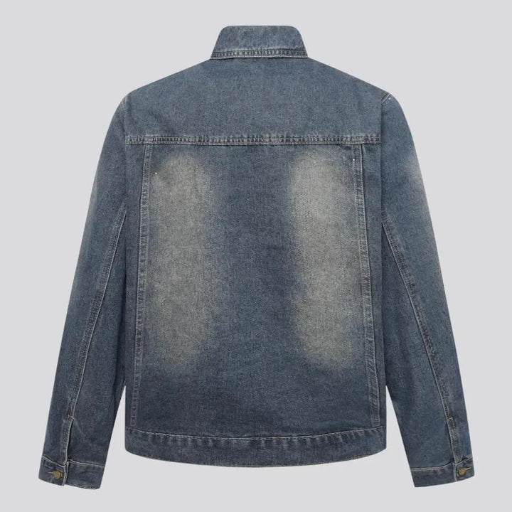 Vintage style gold snap men's denim jacket