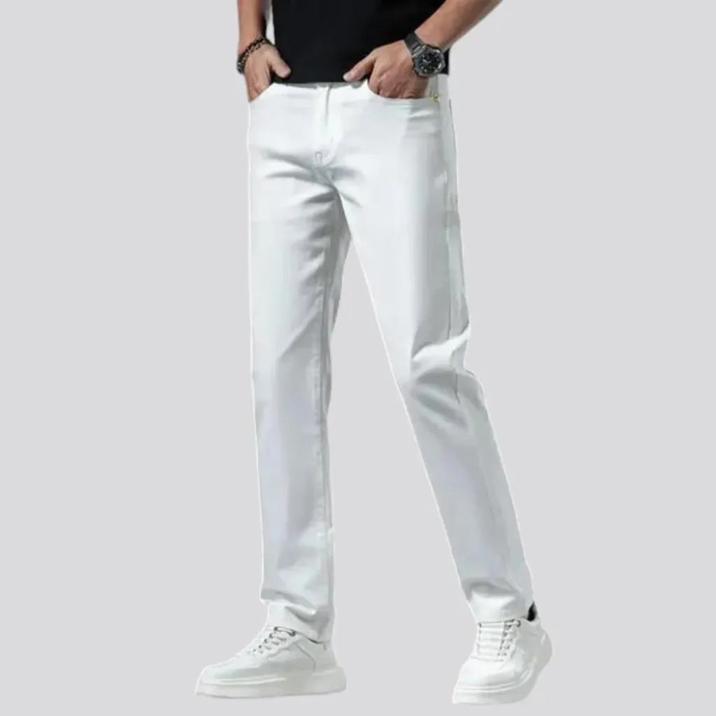 Mid rise tapered classic jeans for men