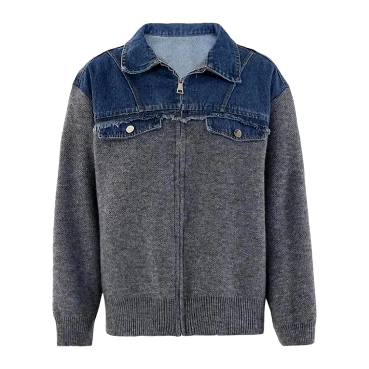 Boho Style Denim Cardigan for Women - Grey