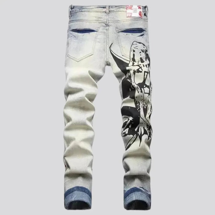 Distressed boho style jeans for men