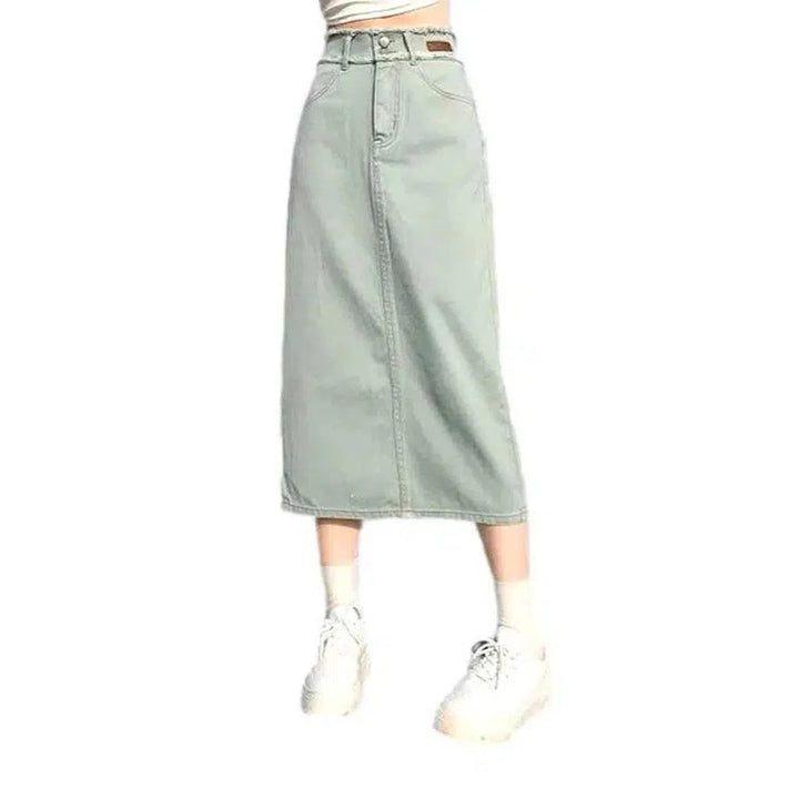 Back slit color denim skirt
 for ladies