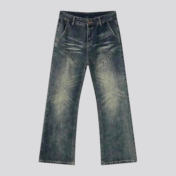 Baggy Over Dyed Whiskered Jeans for Men | Jeans4you.shop