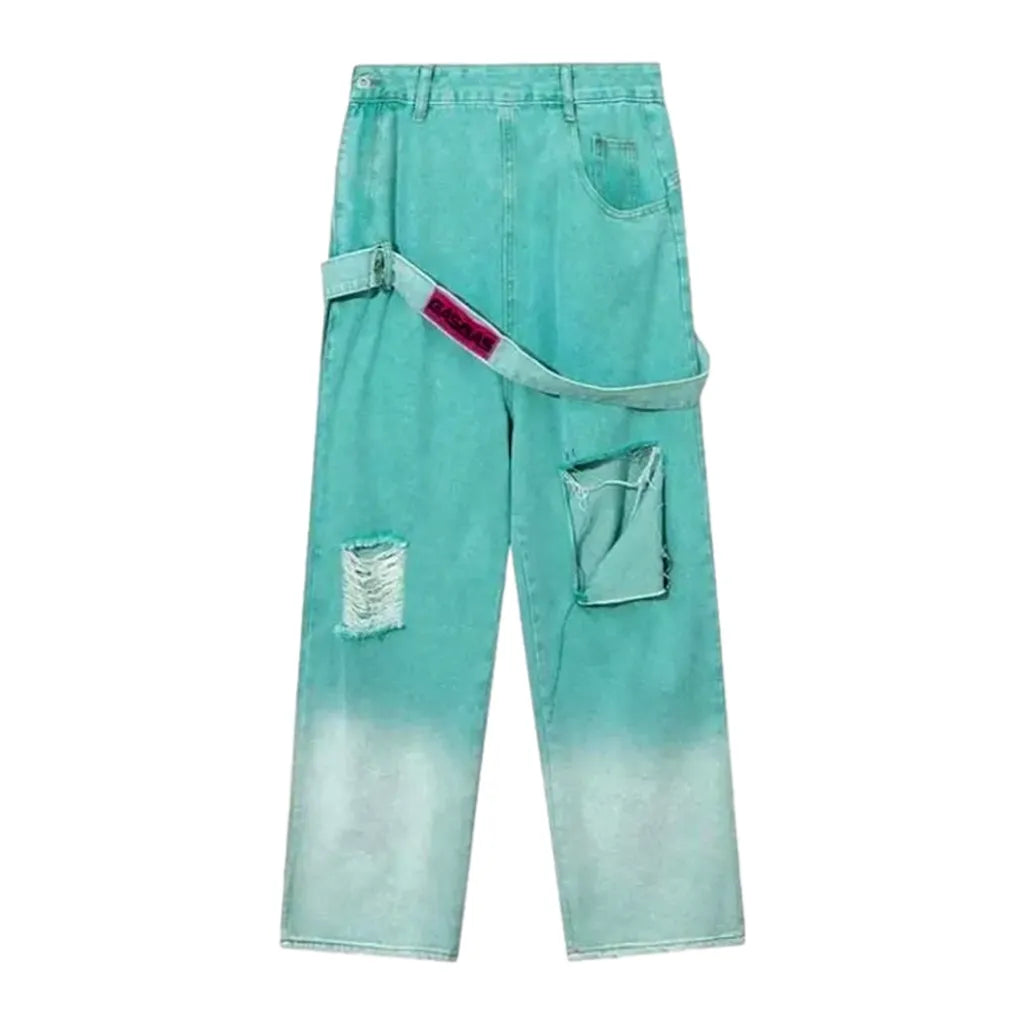 Baggy women's electric-blue jeans