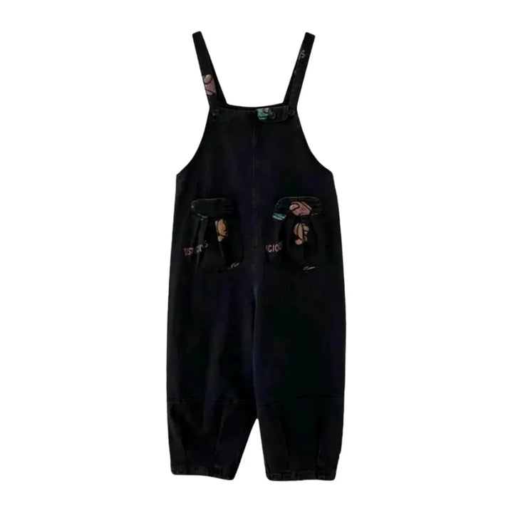 Baggy Y2k Denim Overall for Women - Black