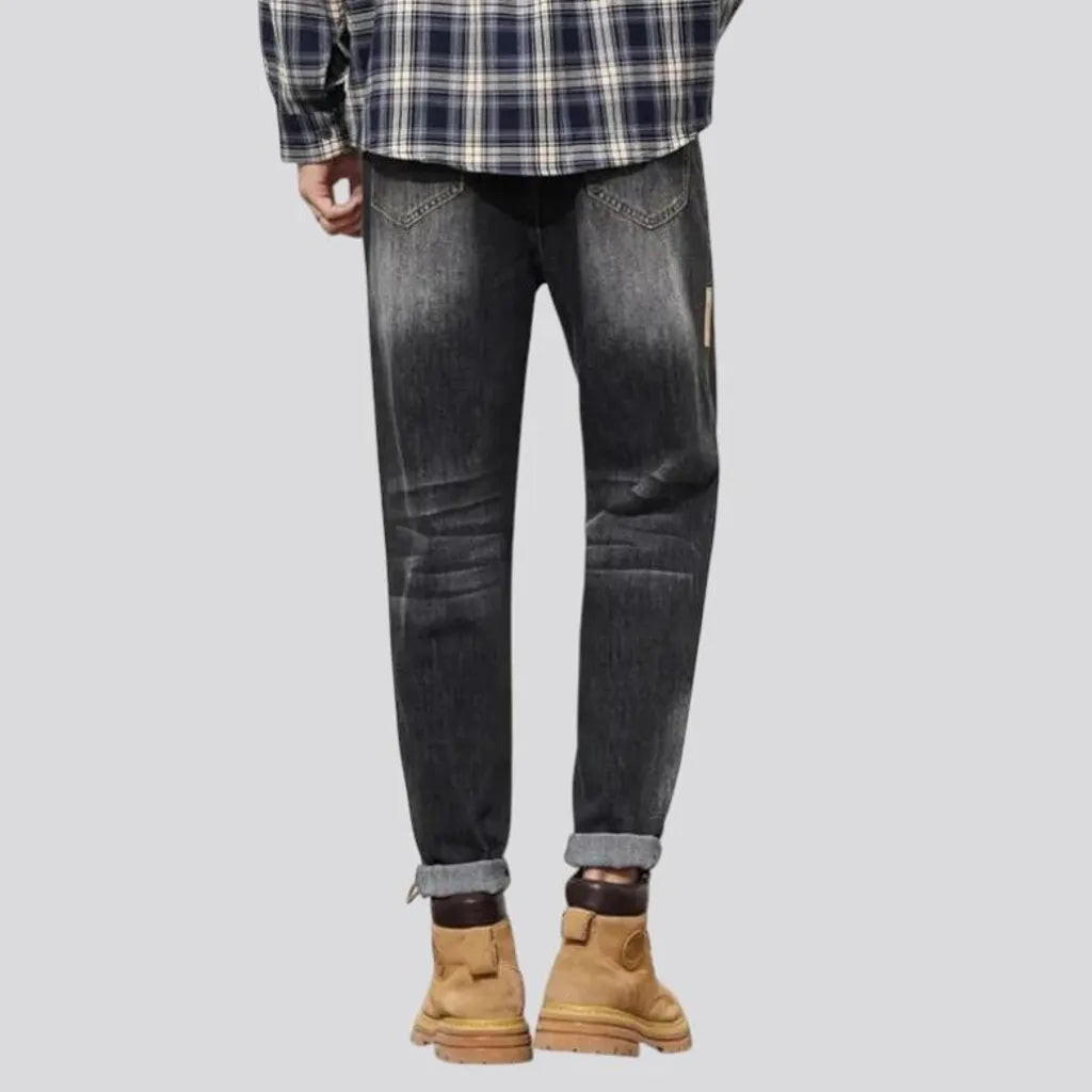 Elastic mid-rise men's jeans