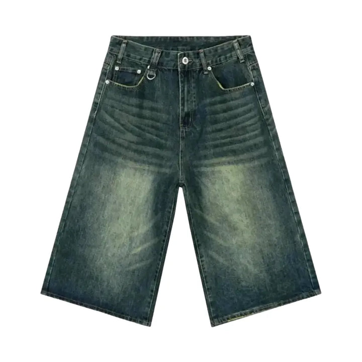 Stylish Mid-rise Men's Jean Shorts - Dark Blue