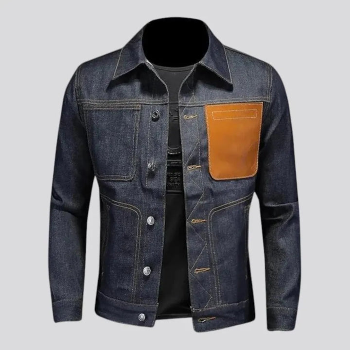 Slim-fit biker jeans jacket for men