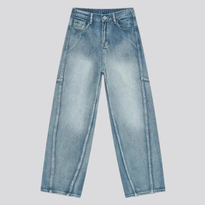 Sanded street style light wash men's jeans