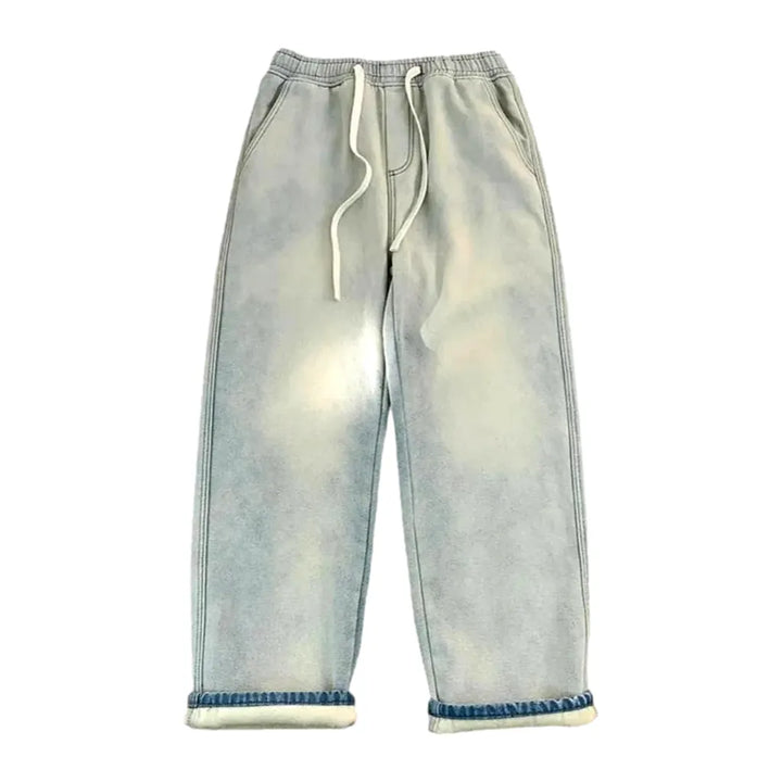 Medium Rise Boho Men's Jeans Joggers - Light Blue