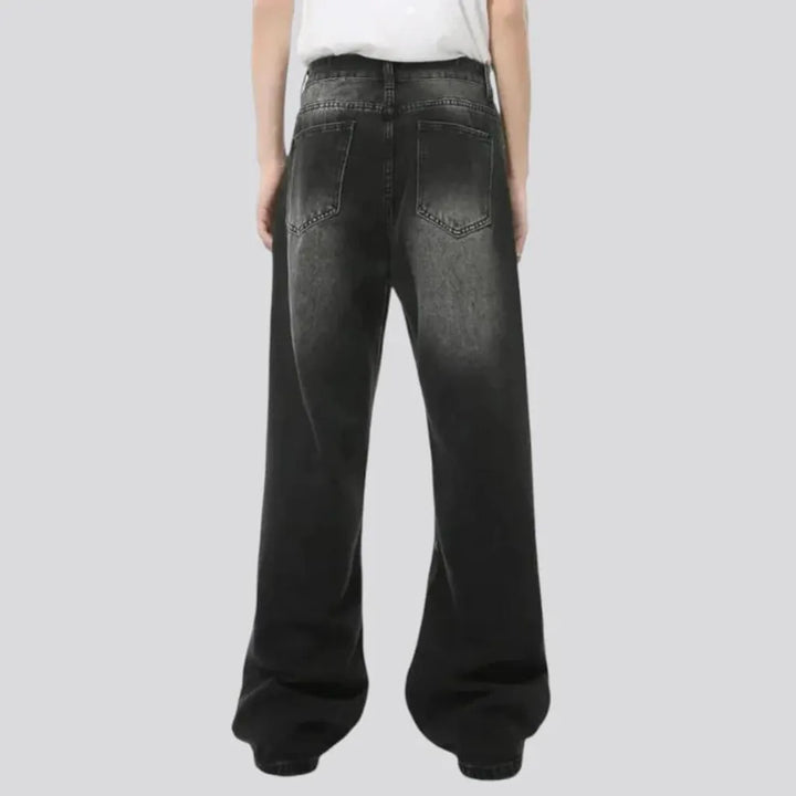 Whiskered baggy men's jeans