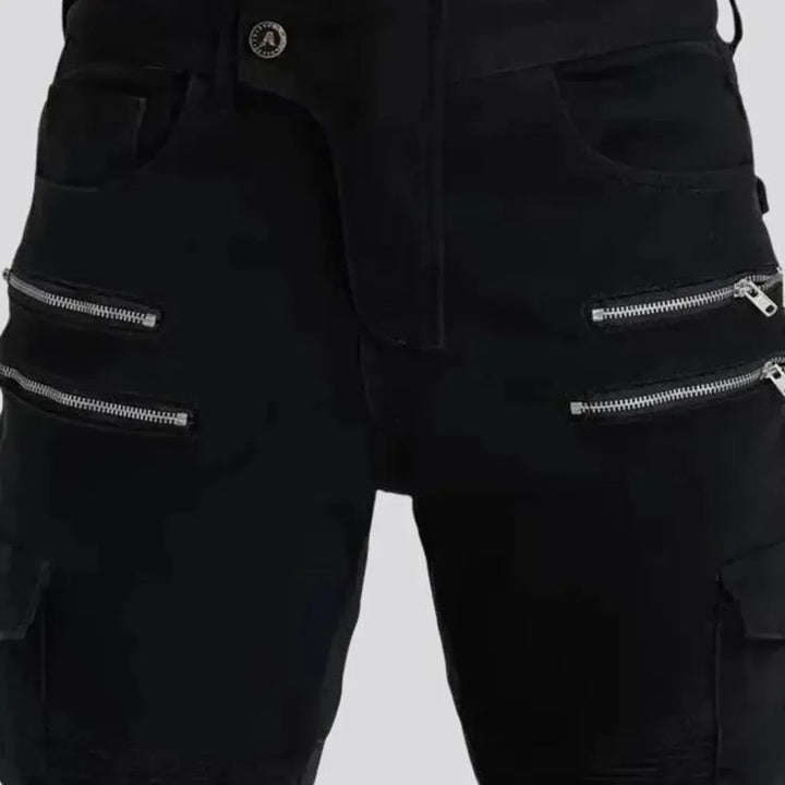 High-rise biker fit moto jeans for men