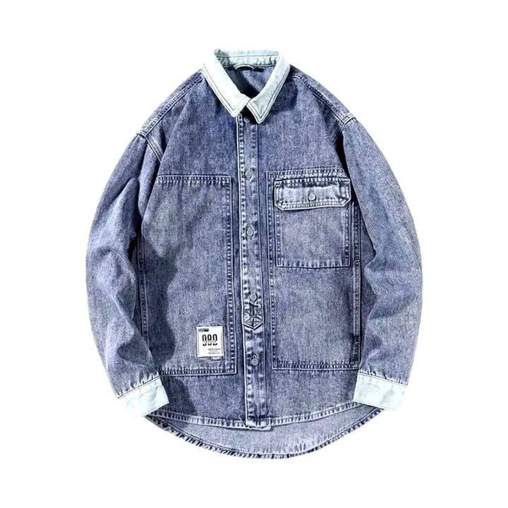 Retro Extra-large Men's Denim Jacket - Blue