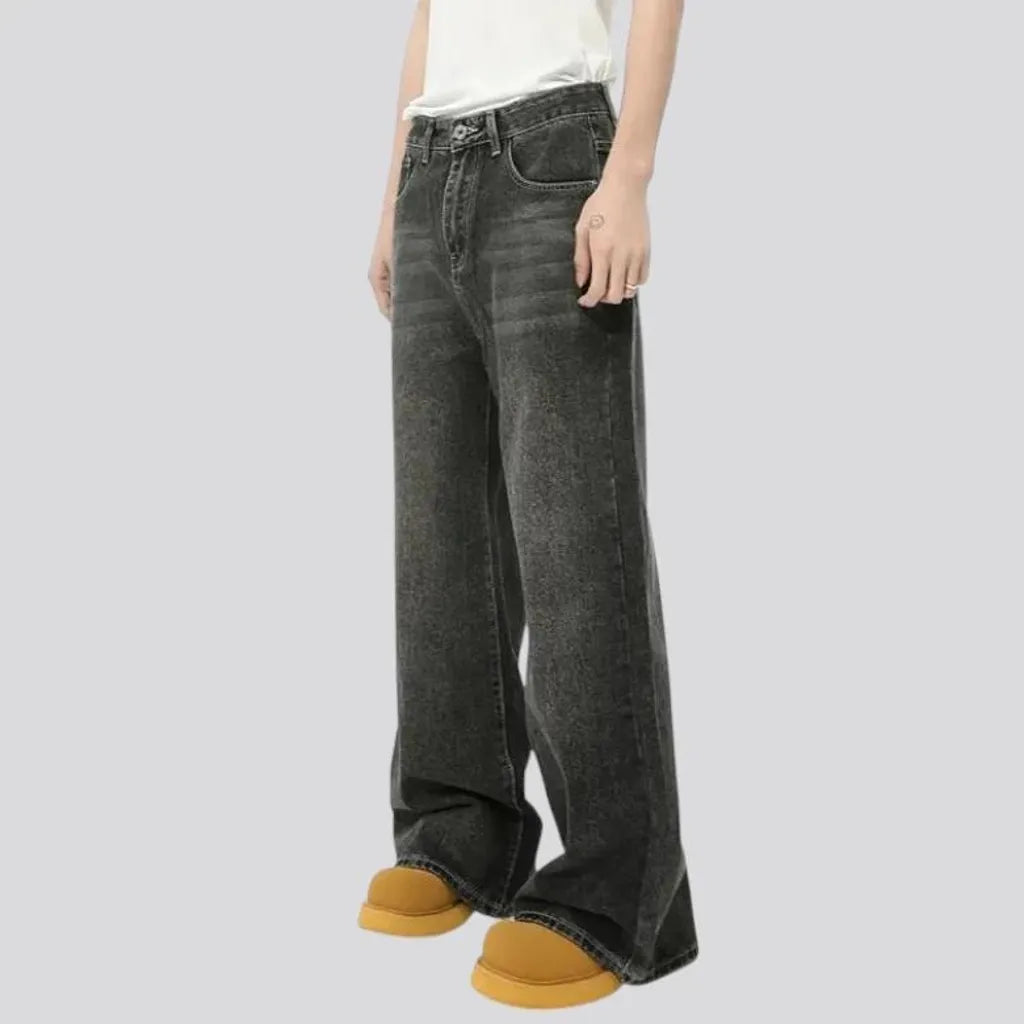 Sanded mid-waist men's jeans