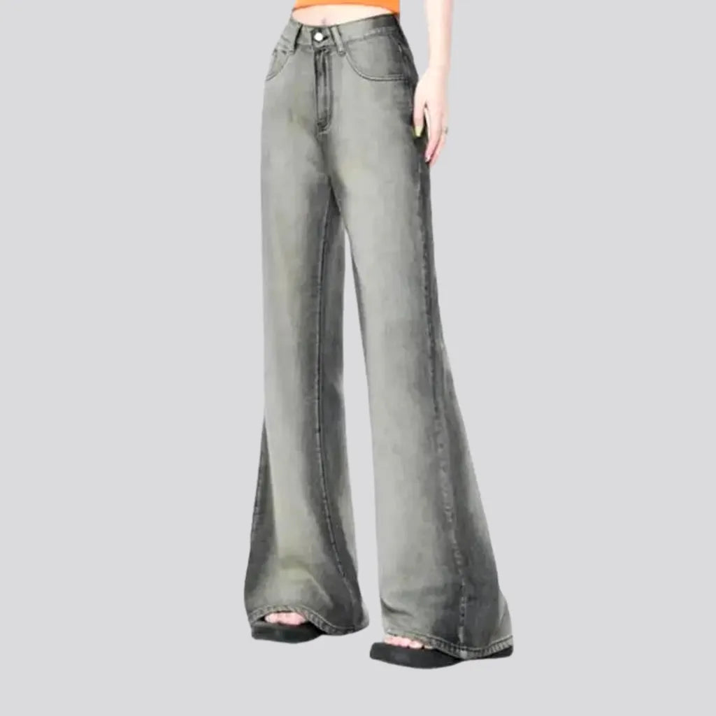 Bell-shaped Aged Pattern Women's Jeans | Jeans4you.shop