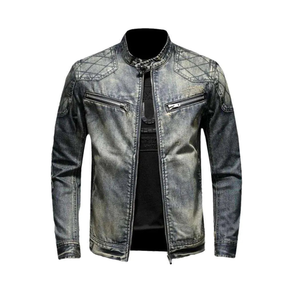 Biker bomber men's denim jacket