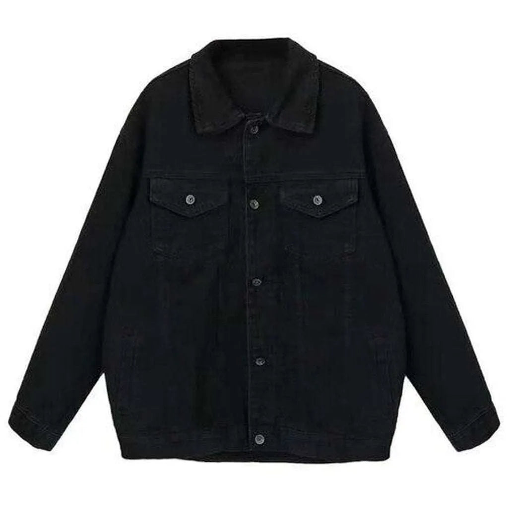 Black oversized women's jeans jacket