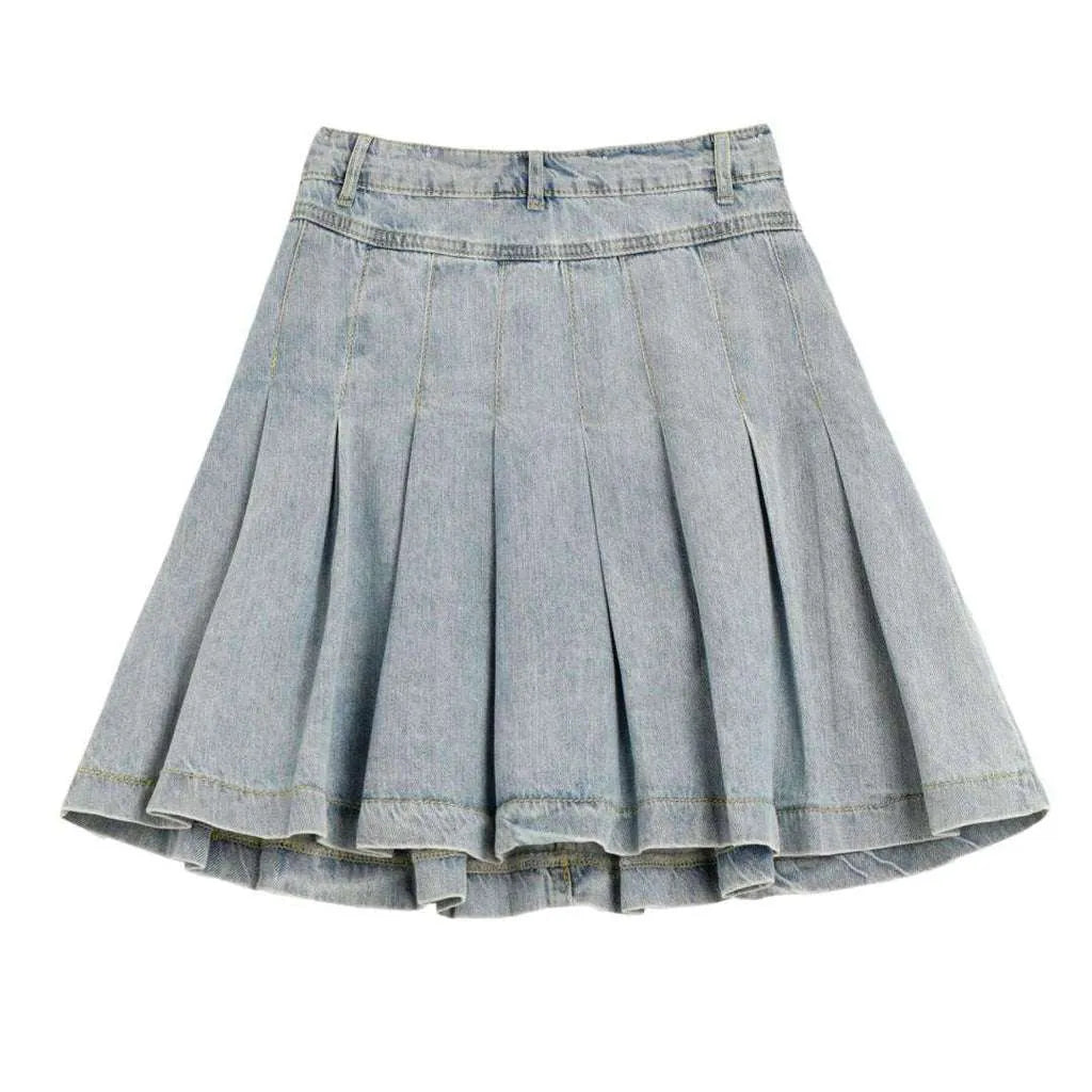 Bleached denim skater skirt