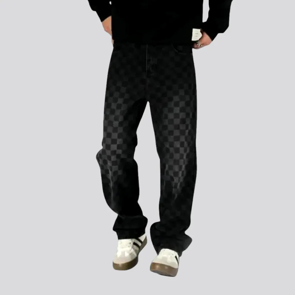 Boho Fashion Baggy Checkerboard Men's Jeans | Jeans4you.shop