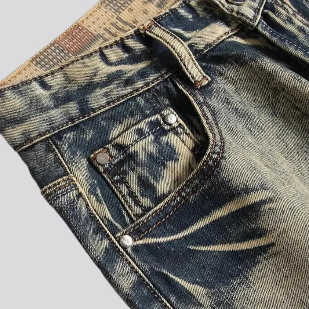 Skinny fit over dyed denim shorts for men