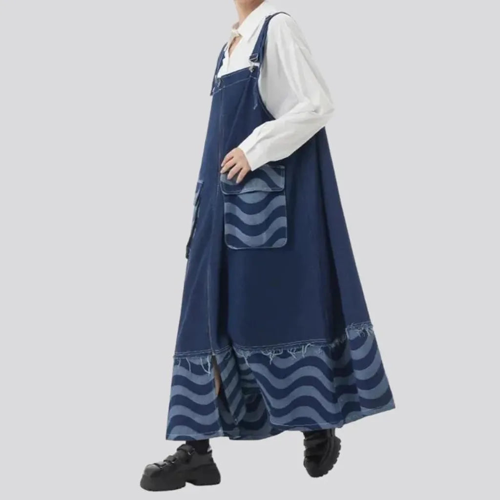 Mixed-fabrics women's denim dress