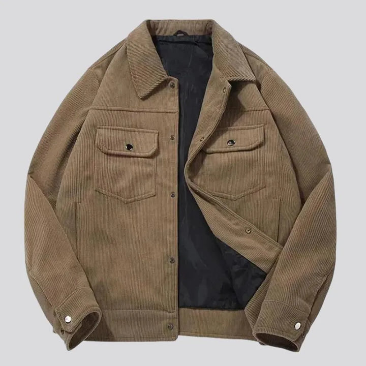 Casual cargo men's corduroy jacket