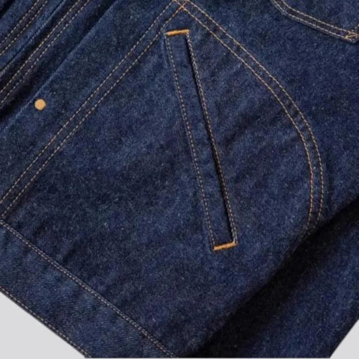 Casual regular dark men's denim jacket