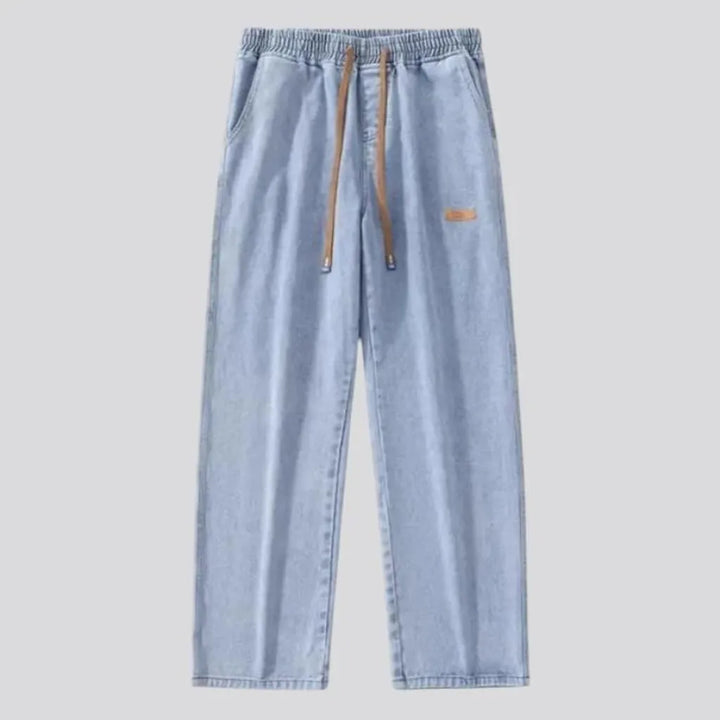 Stylish medium rise men's denim joggers