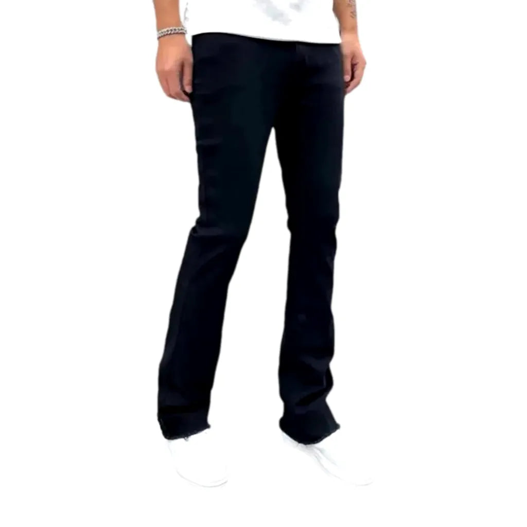 Mid Rise Sanded Men's Jeans - Black