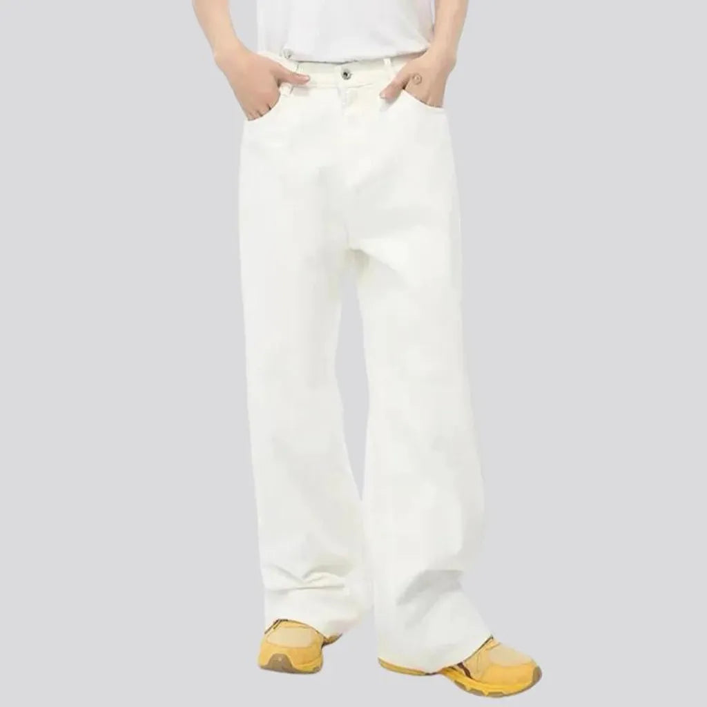 Sanded monochrome fashion fit men's jeans