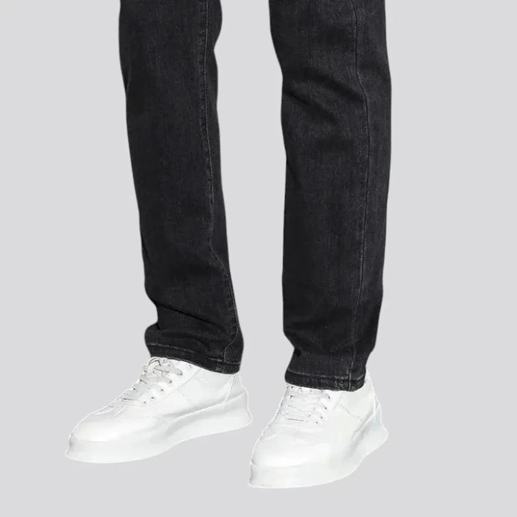 Flexible elastic straight-cut men's jeans