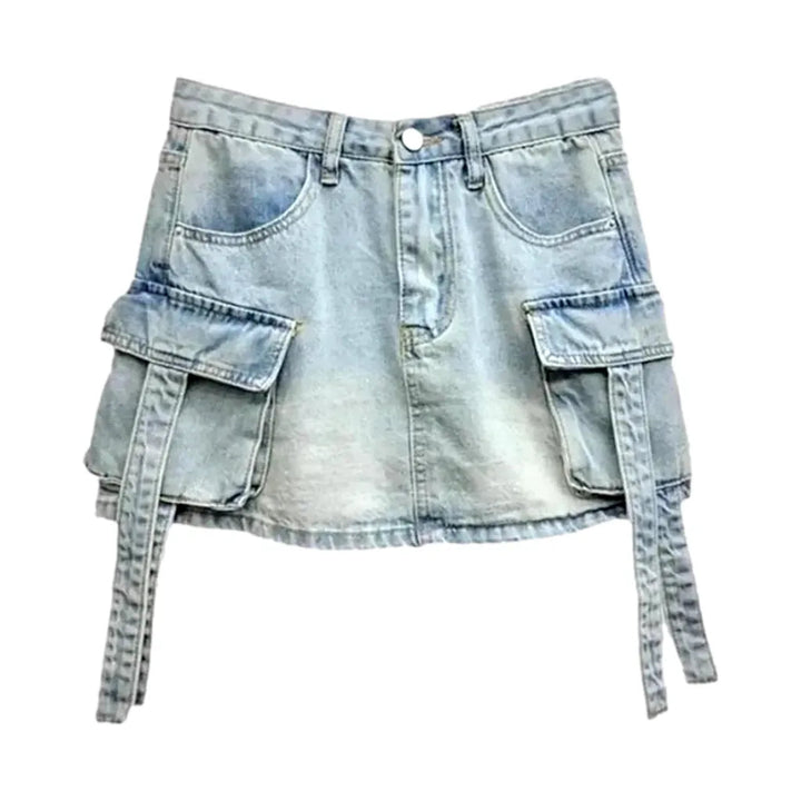 Cargo light-wash women's jean skirt