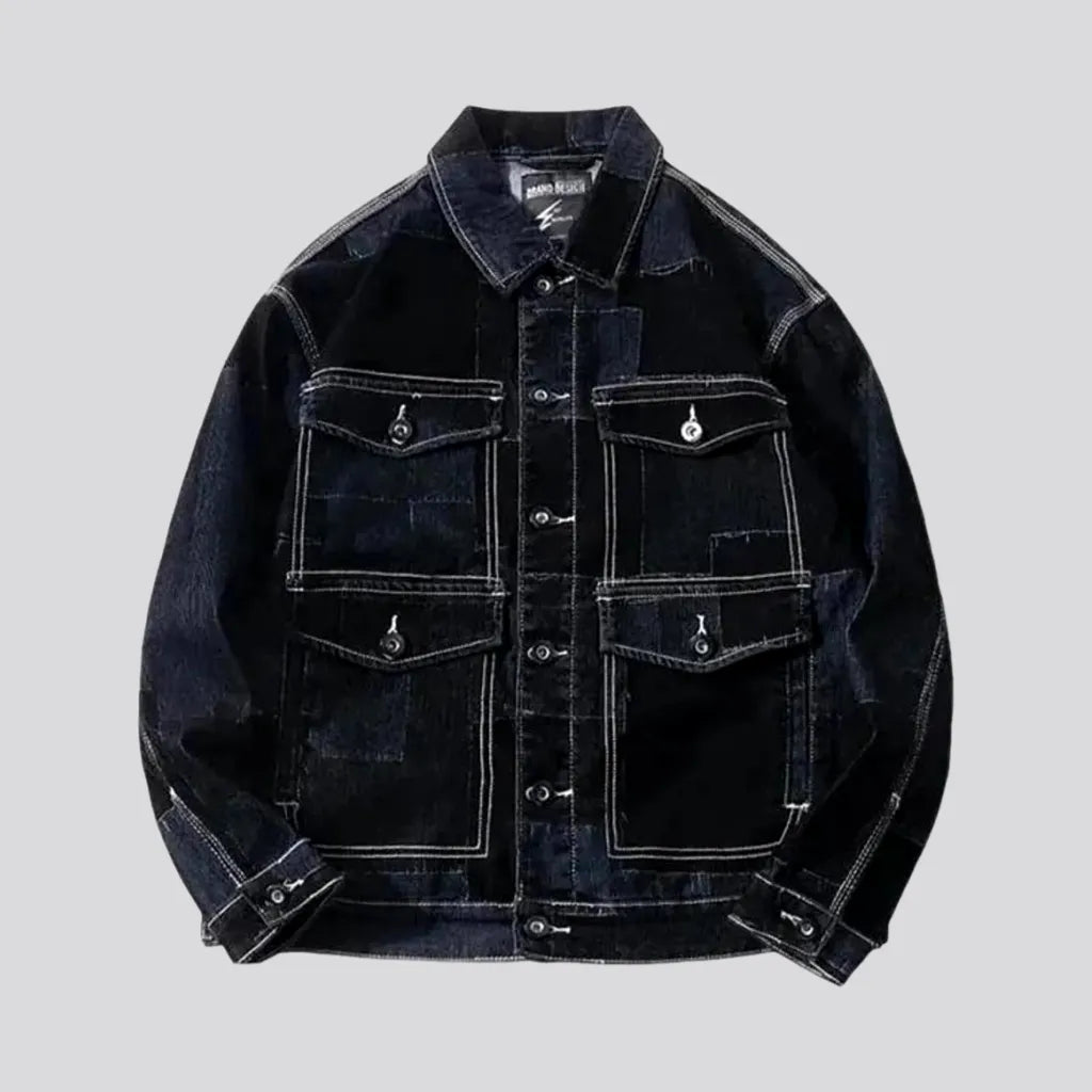 Cargo Pockets Trendy Patchwork Men's Denim Jacket | Jeans4you.shop