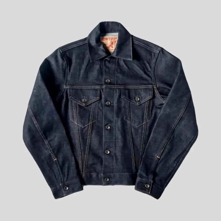 Casual Dark Wash Duty Denim Trucker Jacket for Men | Jeans4you.shop