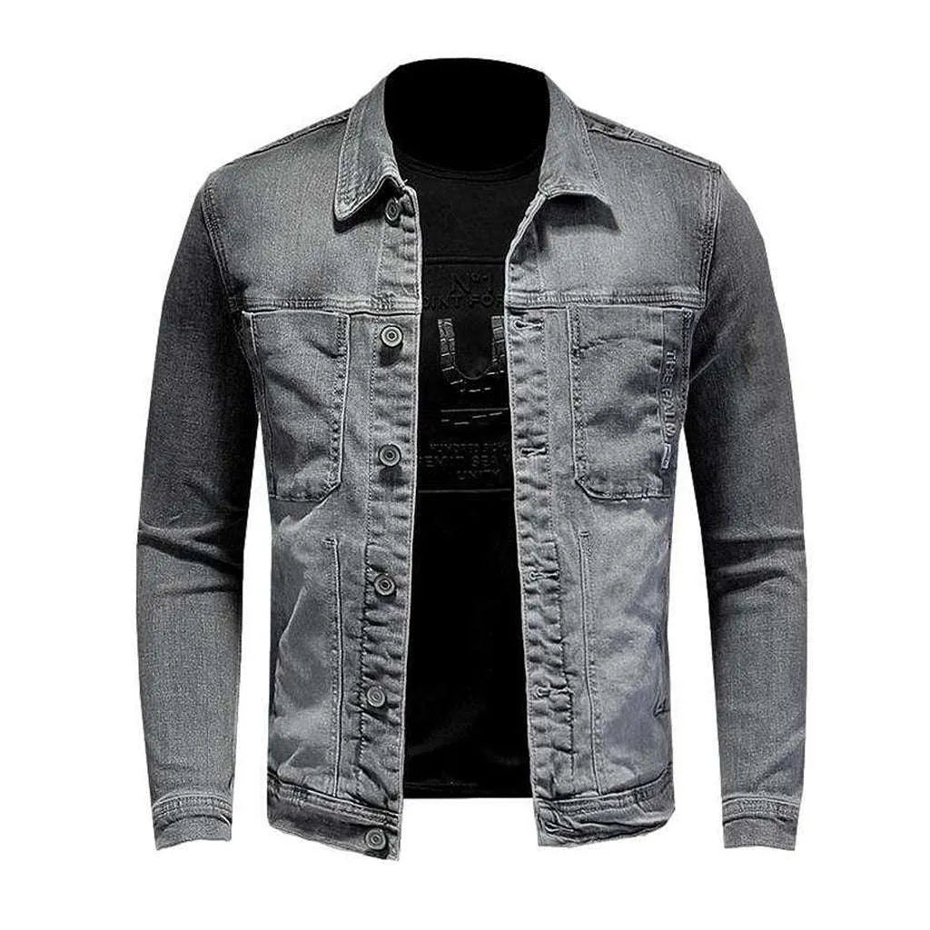 Casual grey men's denim jacket