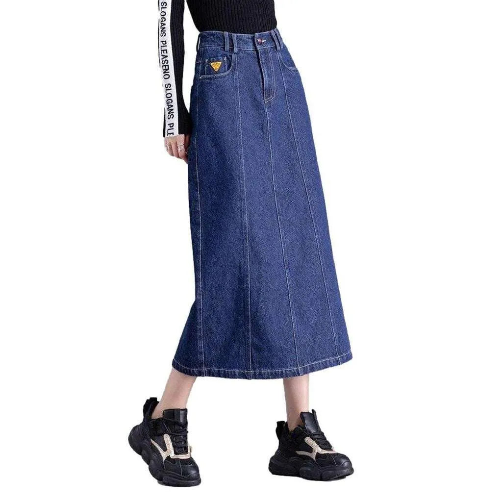 Casual long denim skirt