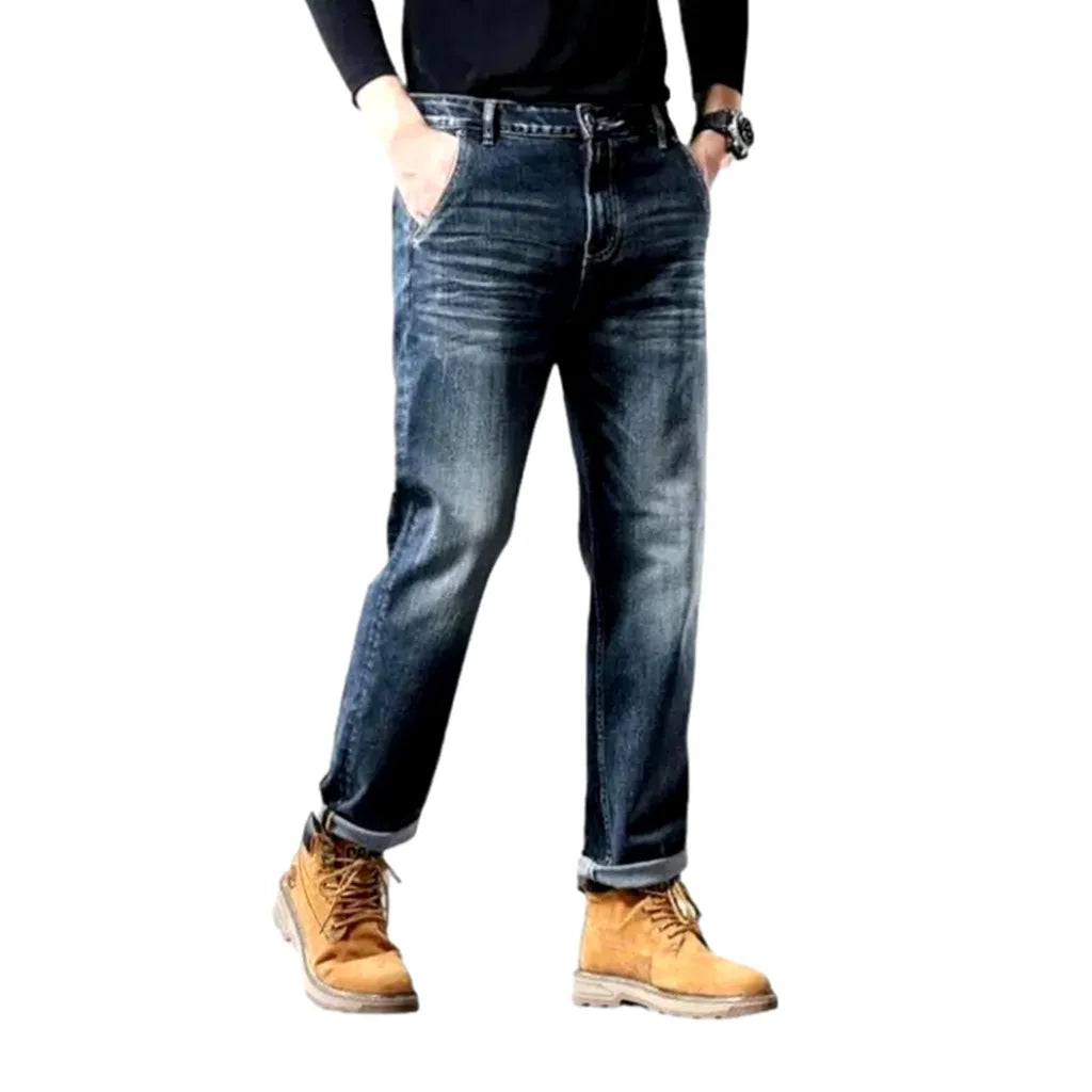 Casual men's dark-wash jeans