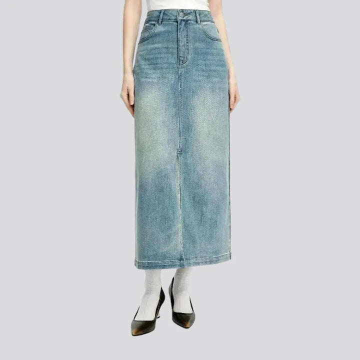 Casual Vent Light Washed Denim Skirt | Jeans4you.shop