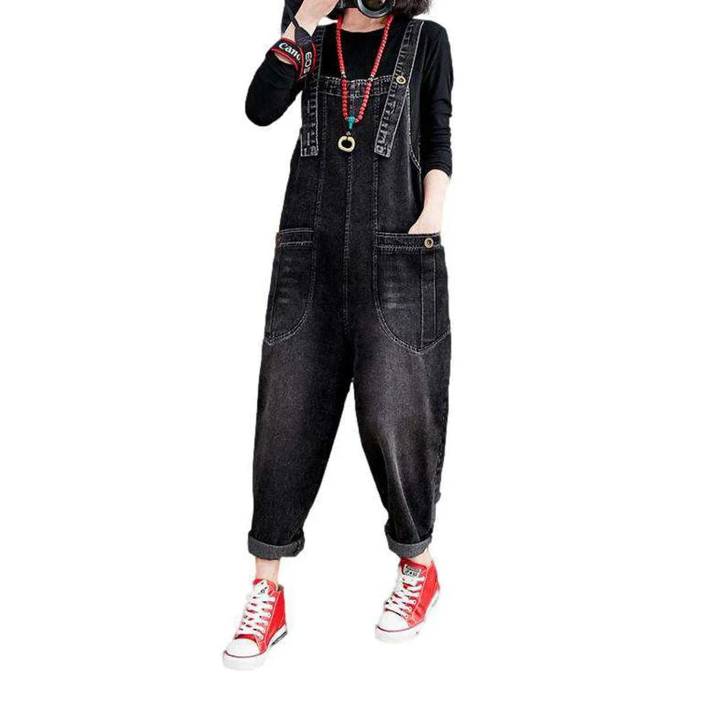 Casual Women's Denim Dungaree - Black