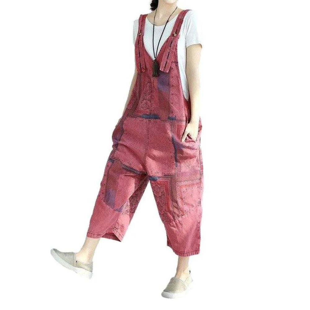 Casual Women's Painted Denim Dungaree - Pink