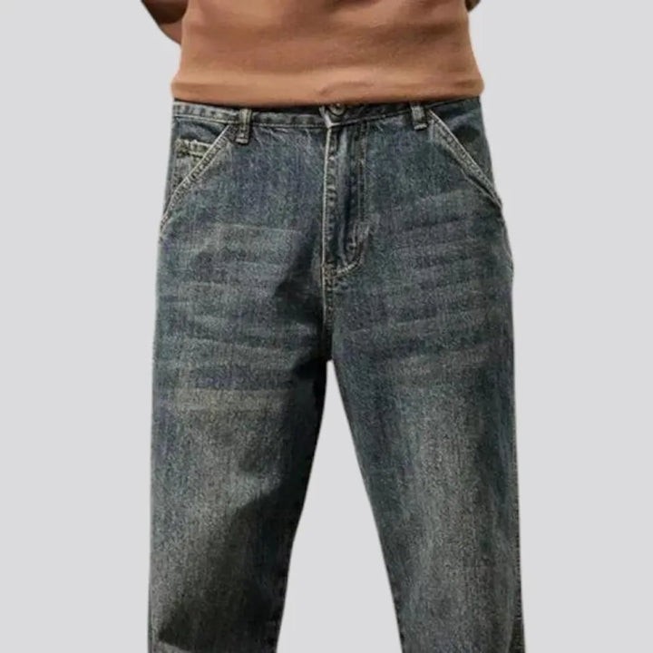 Dark smoothed classic slouchy fit men's jeans