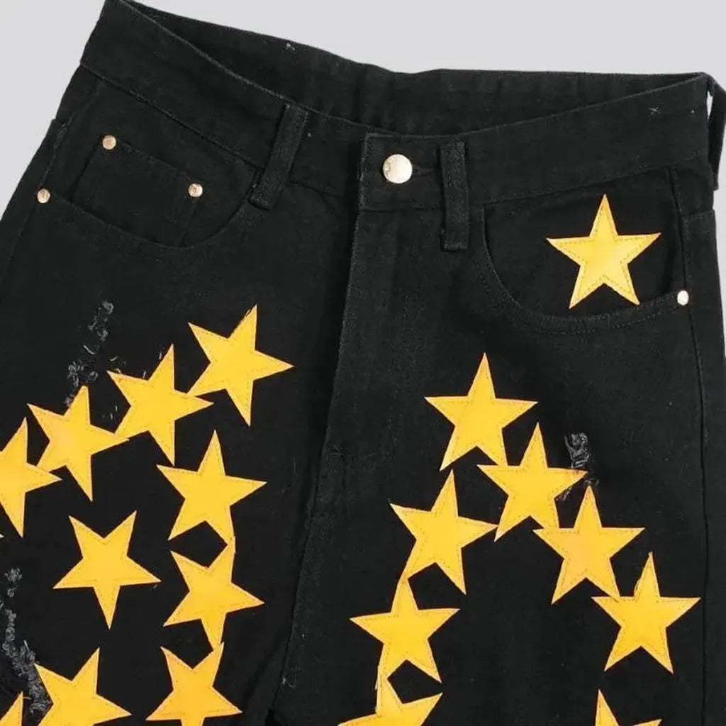 Stars-embroidery men's embroidered jeans
