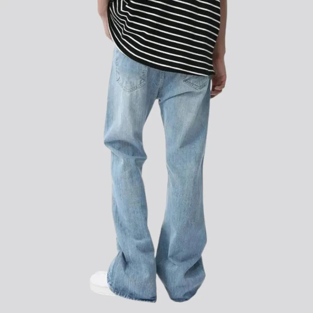 Sanded whiskered street style jeans for men