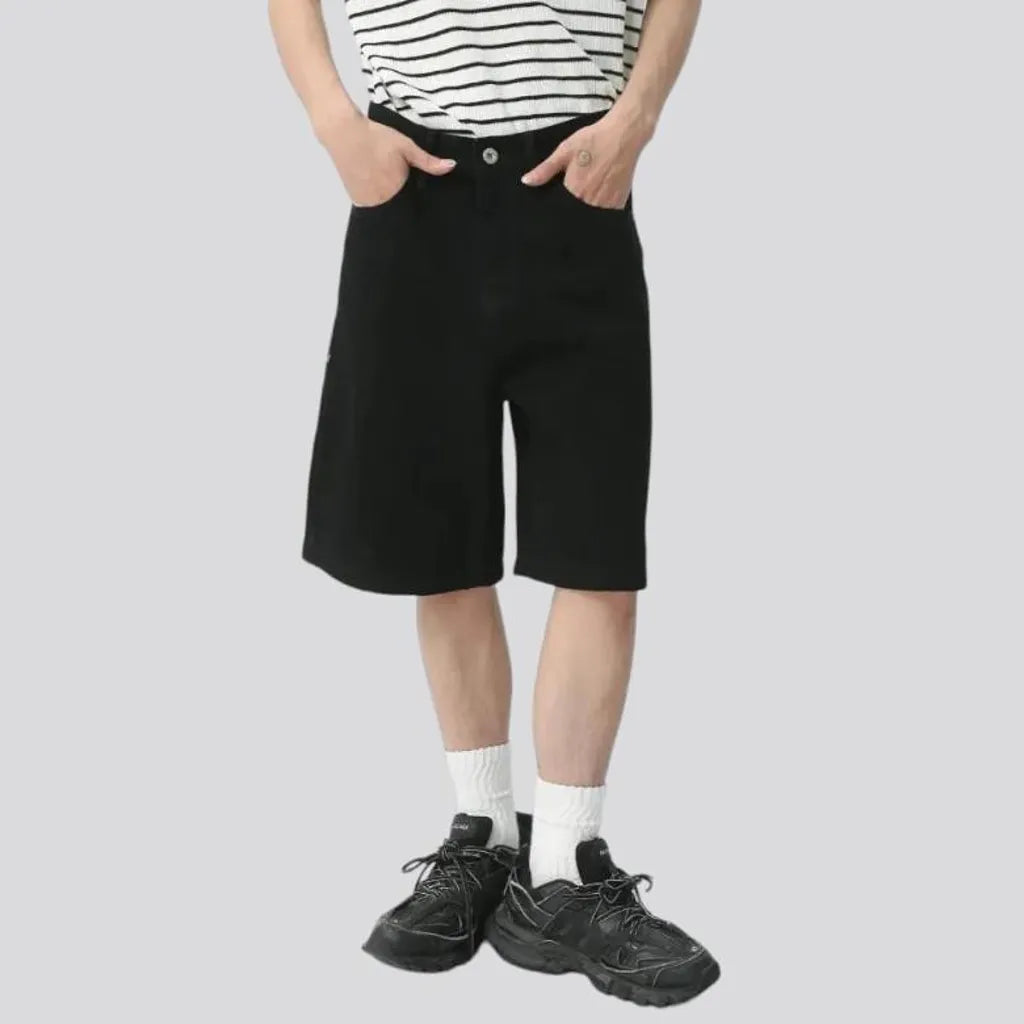 Baggy high-waist men's denim shorts