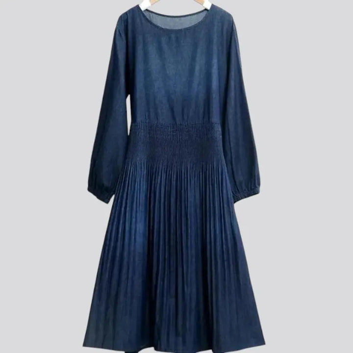 Maxi smocked waist jean dress