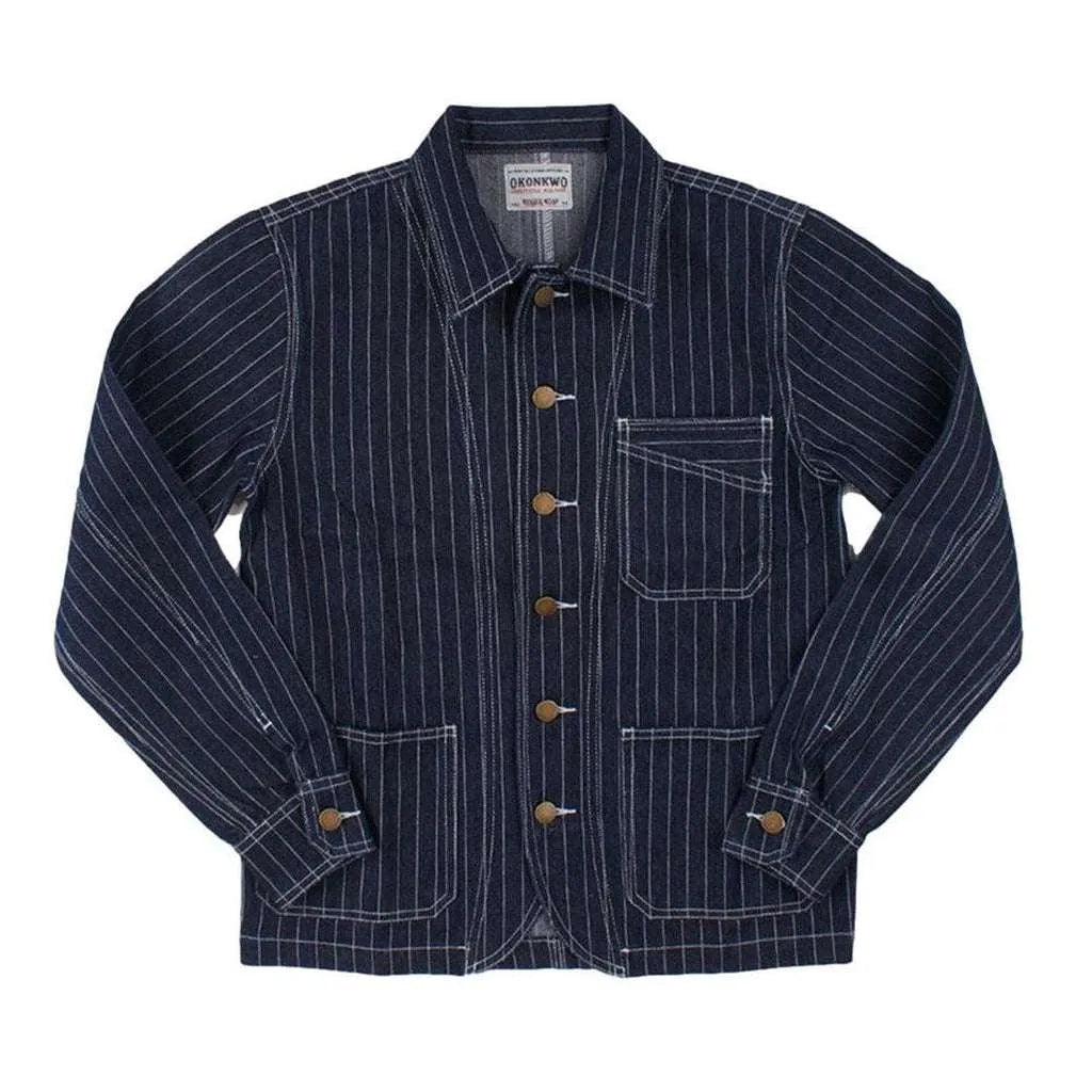 Classic striped men's denim jacket