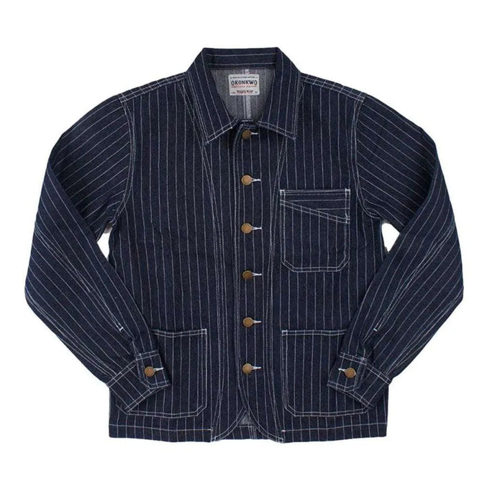 Classic striped men's denim jacket