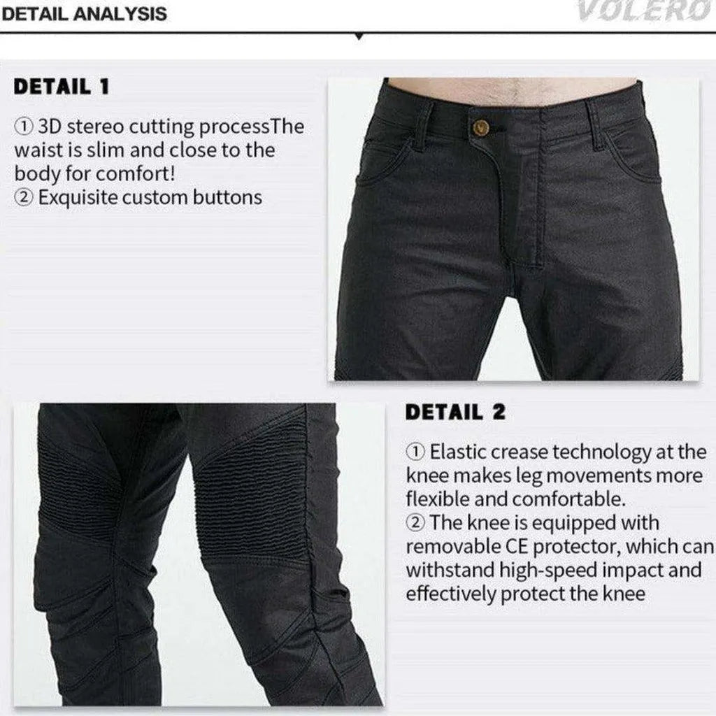 Coated denim men's biker jeans