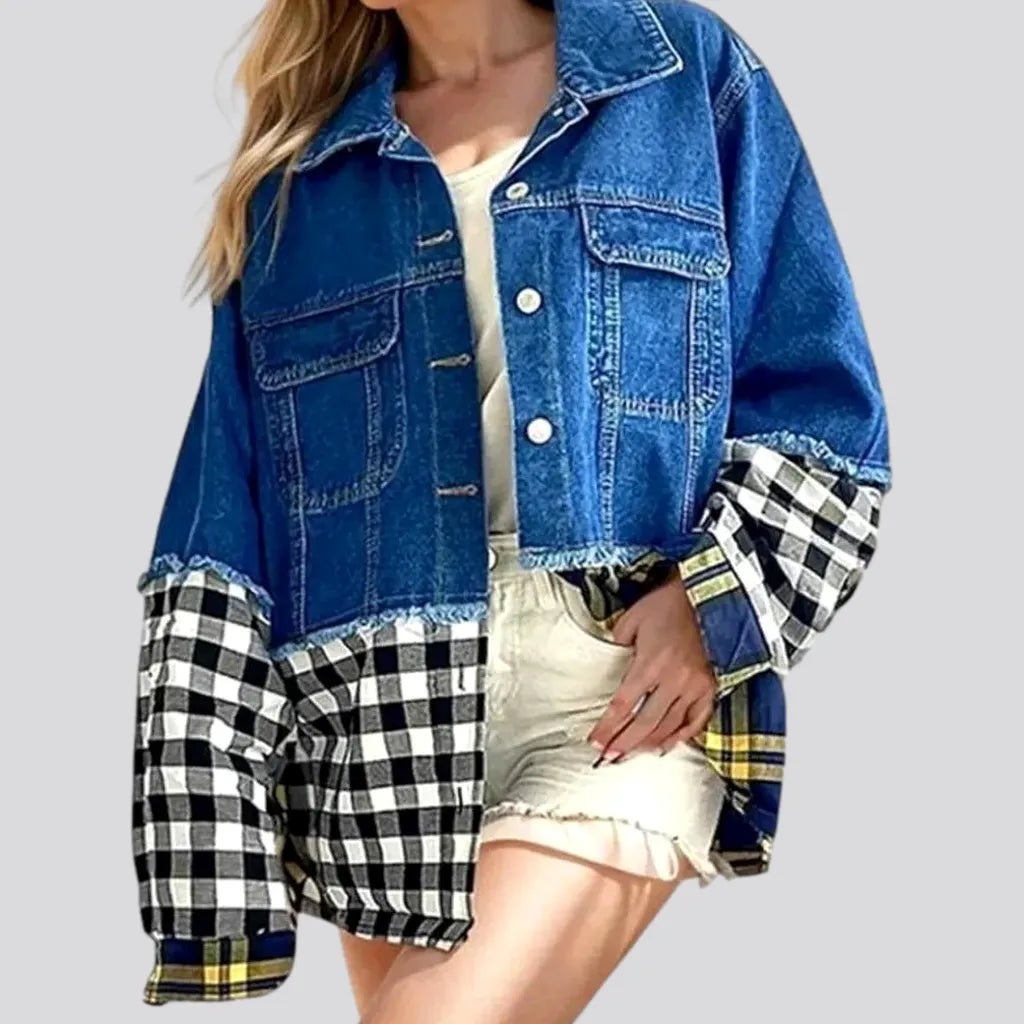 Cropped distressed women's denim jacket - Jeans4you.shop